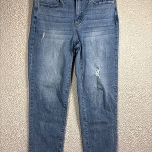 Nicole Miller SOHO High Rise Slim Straight Women’s Distressed Size 10 Blue Jeans